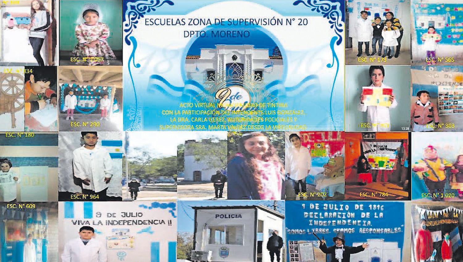 Colorido collage virtual de escuelas de Moreno