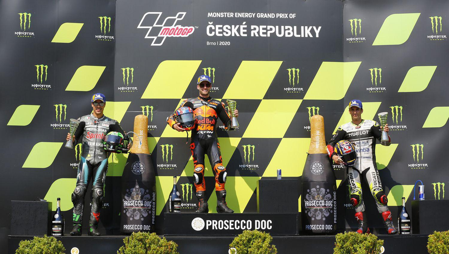 El sudafricano Brad Binder celebró por primera vez en MotoGP y le dio a KTM su primer triunfo
