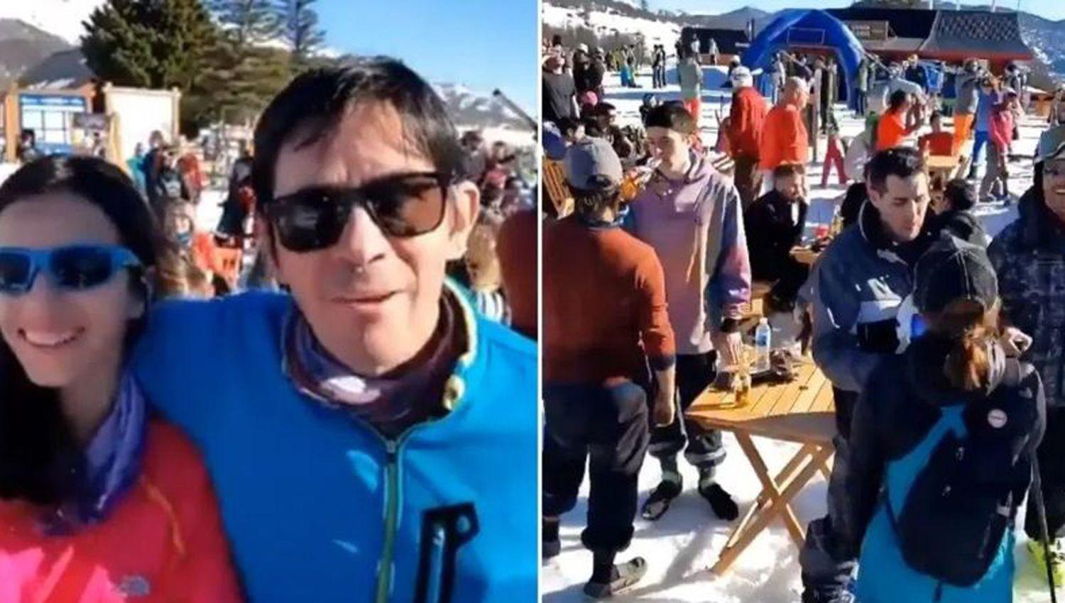 VIDEO  Escaacutendalo por turistas que sin barbijos se reunieron y pronunciaron contra la cuarentena en el cerro Chapelco