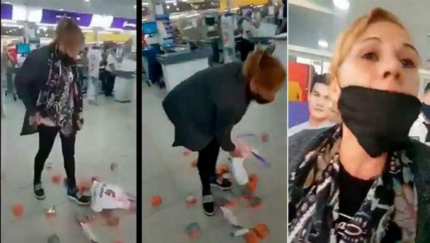 VIDEO  Una mujer roboacute latas de atuacuten la descubrieron y se hizo la ofendida