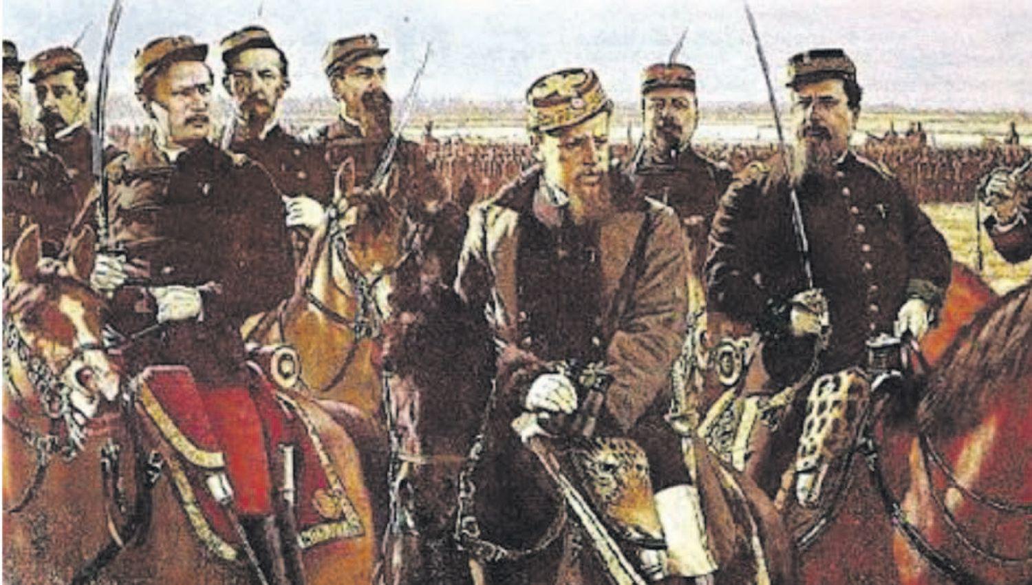 Detalle del cuadro de Blanes con Roca y a su izquierda Gramajo adem�s de otros oficiales