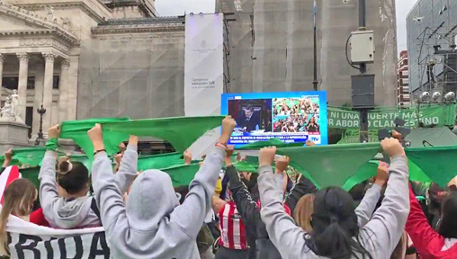 Pantildeuelos verdes celebraron en el exterior del Congreso