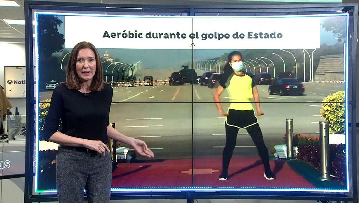 VIDEO  Birmania- Profesora de aeroacutebic daba su clase en pleno Golpe Militar