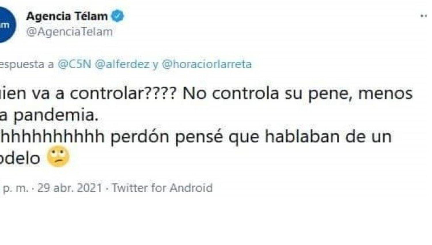 Teacutelam denuncioacute que hackearon su cuenta e insultaron a Rodriacuteguez Larreta