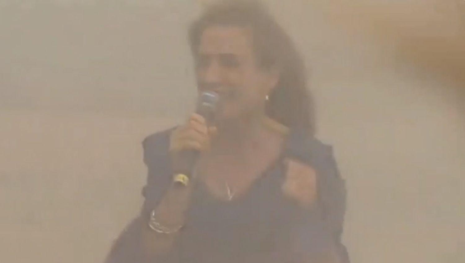 VIDEO  Una tormenta de viento y tierra sorprendioacute a Tolosa Paz en un acto