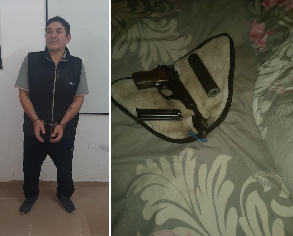Fue detenido peligroso acosador expoliciacutea y se le secuestroacute arma de guerra con silenciador