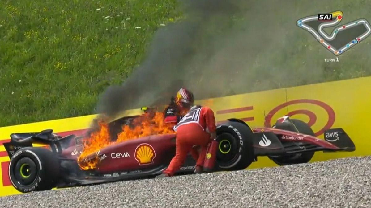 VIDEO- Una Ferrari se prendioacute fuego en el GP de Austria de la Foacutermula 1
