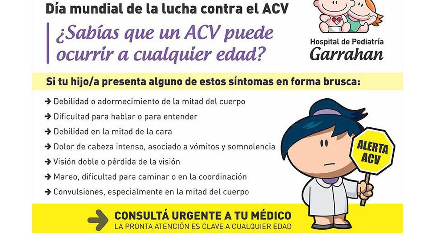 Alerta- entre 3 y 6 de cada 100 mil nintildeos sufren un ACV