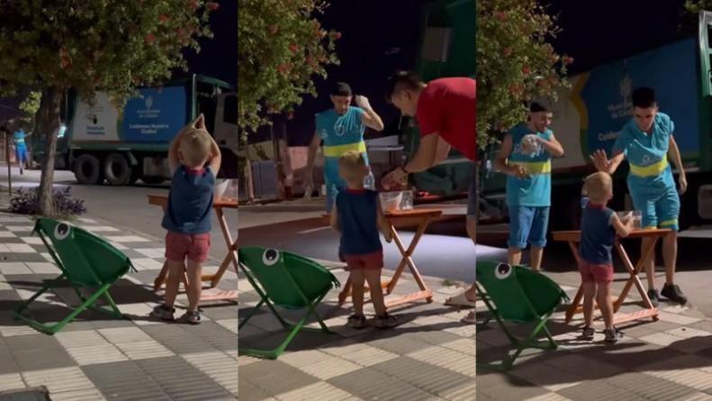 El tierno video del nene que espera a los recolectores de basura- les ofrece gaseosa y es viral en TikTok
