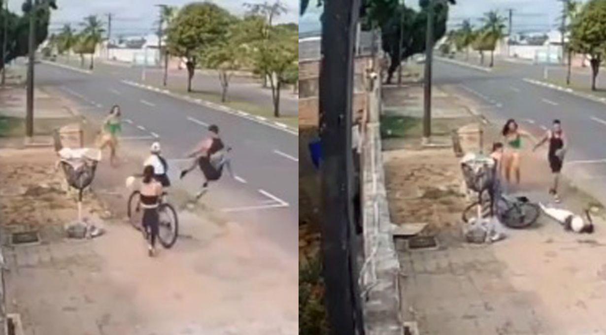 VIDEO VIRAL  Vio que le robaba la bici a una chica y lo matoacute de una trompada en la cara