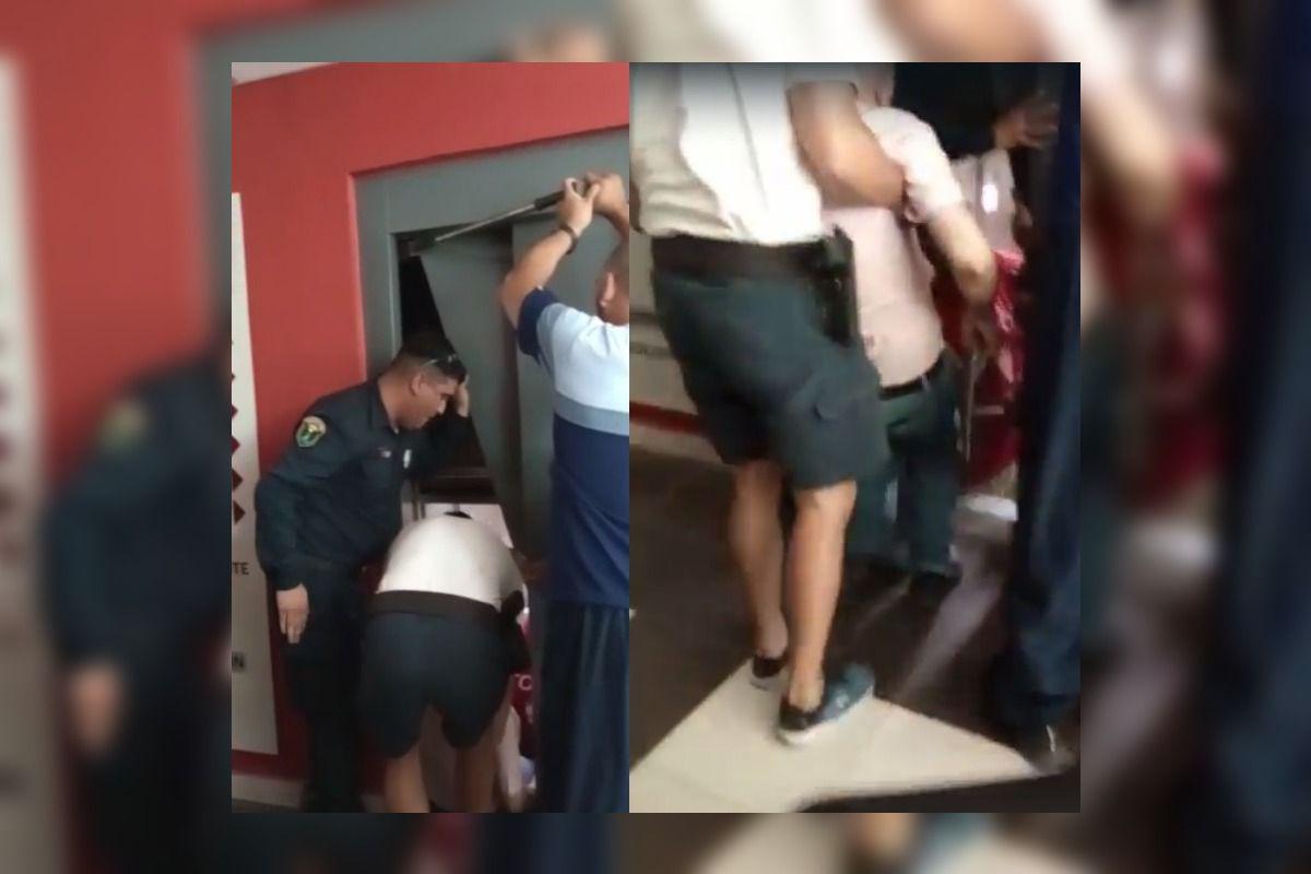 Dramaacutetico video- rescatan a personas que quedaron atrapadas en un ascensor en Santiago del Estero