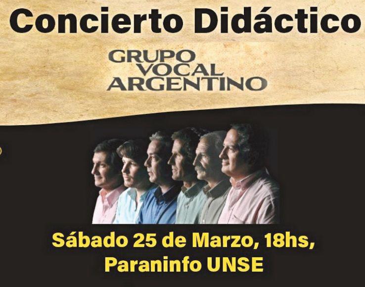 El saacutebado habraacute un concierto didaacutectico del Grupo Vocal Argentino