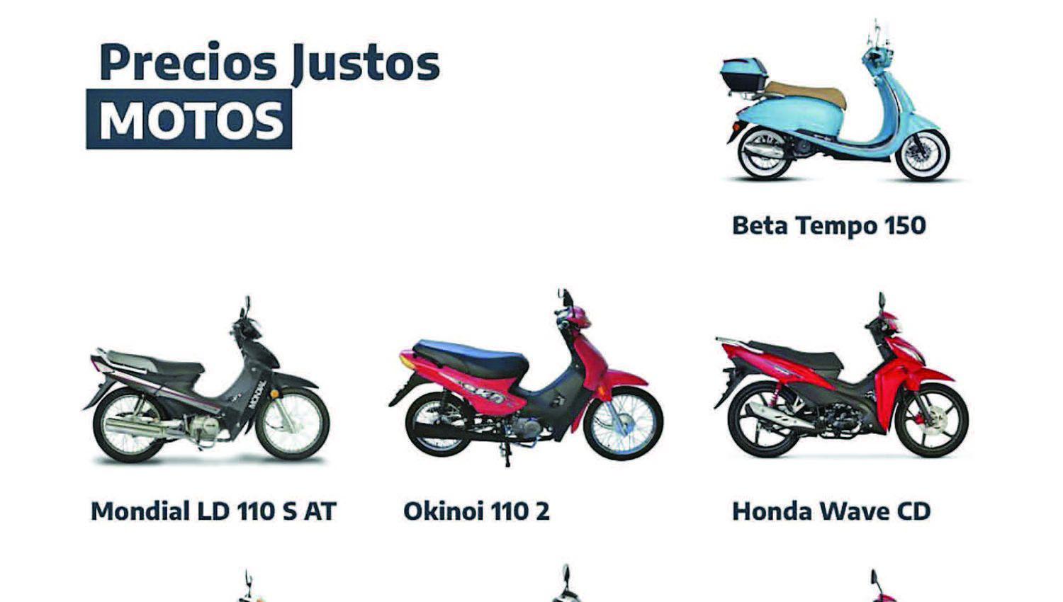 Los precios marcas y modelos para comprar motocicletas a traveacutes del plan Precios Justos
