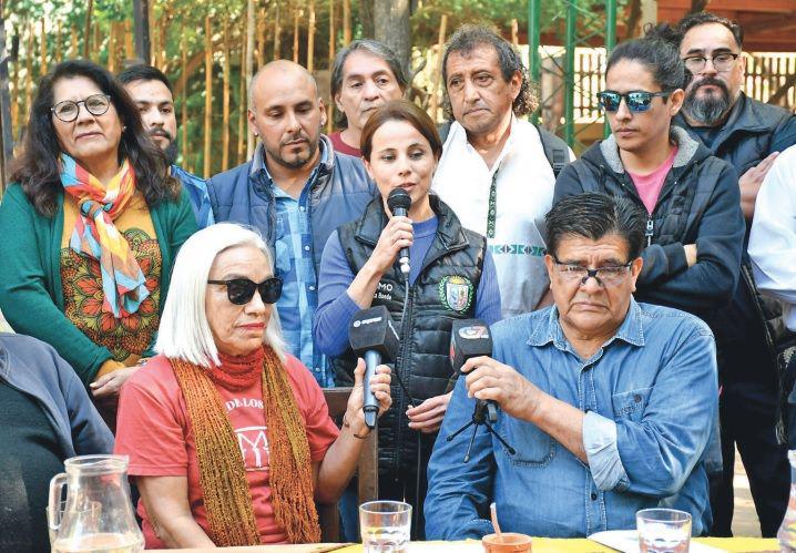 REPRESENTANTE Rosales -en el centro entre Tere Castronuovo y Froil�n- expuso en la conferencia de prensa