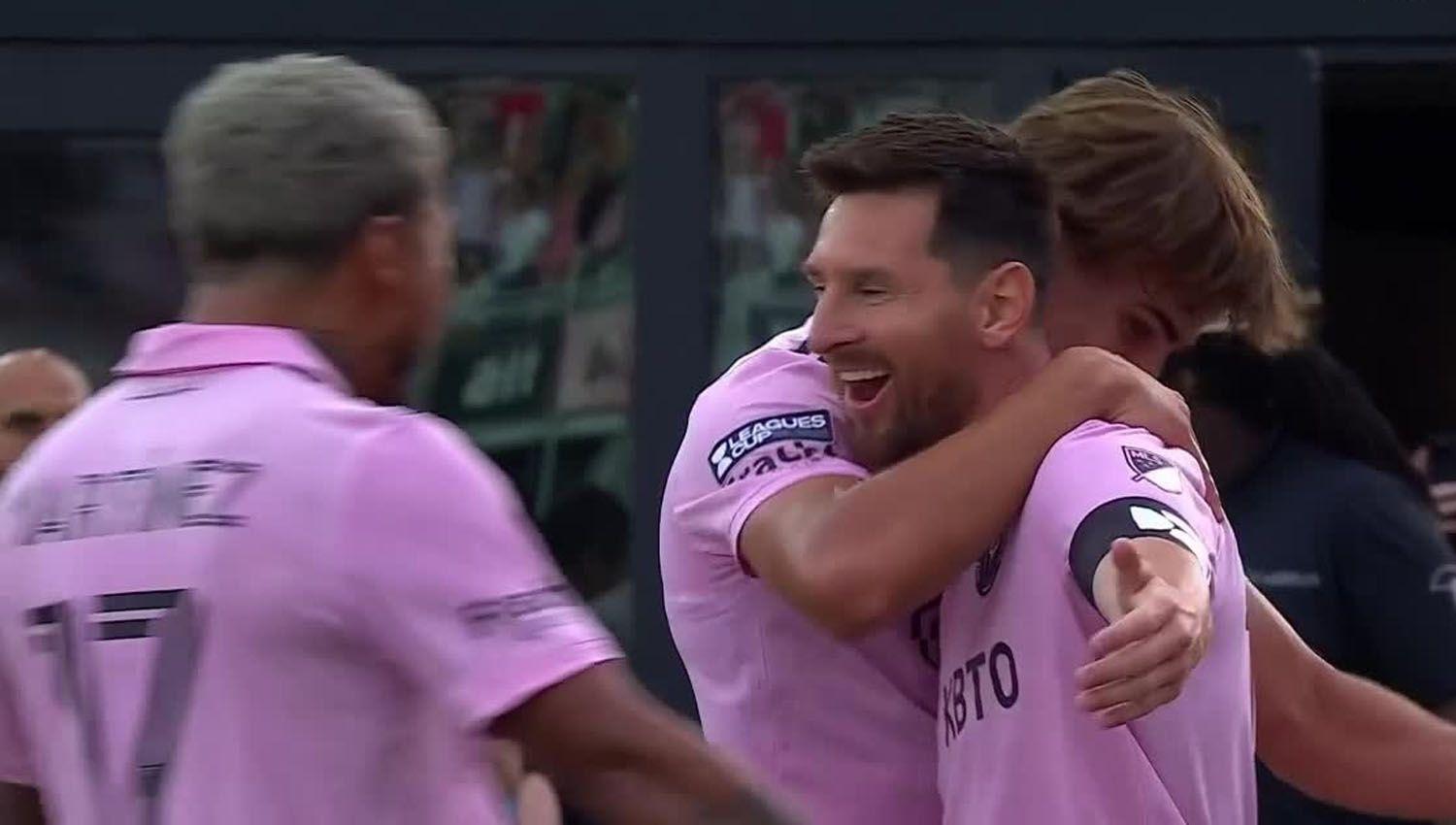 Con un doblete y asistencia de Messi Inter Miami aplastoacute al Atlanta United