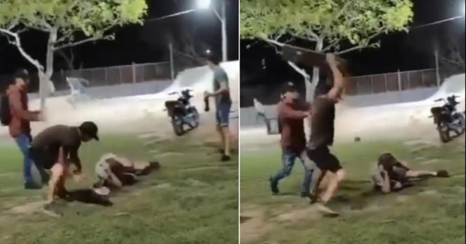 VIDEO- Una patota atacoacute a un joven y lo golpeoacute con un skate en la cabeza