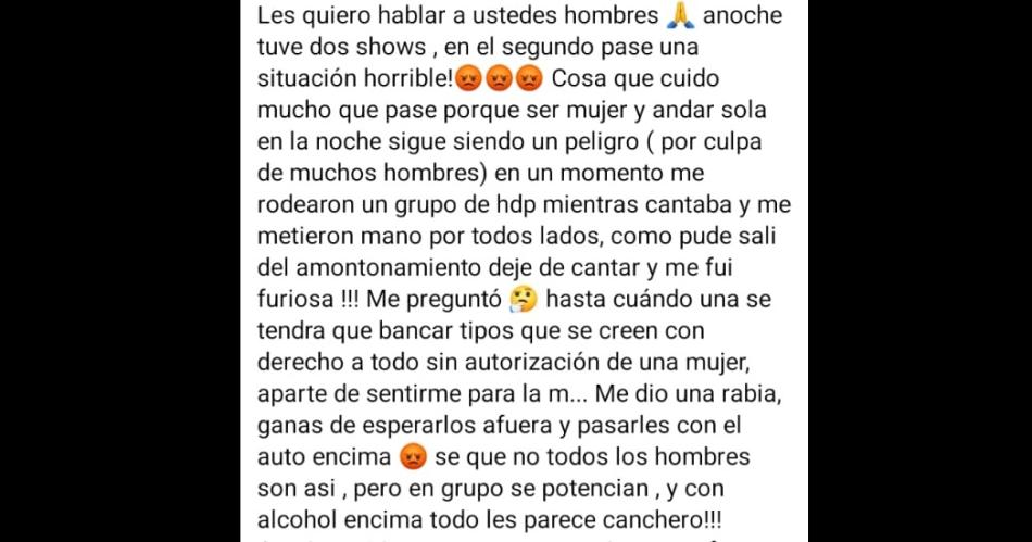 DENUNCIA La joven madre contó la dramtica situación que le tocó vivir mientras trabajaba a través de su perfil de Facebook a donde recibió el apoyo de la comunidad