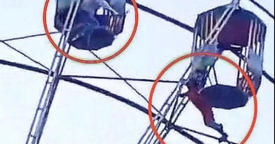 Terror- Una nintildea bajoacute sola de la rueda de la fortuna tras quedar colgada en el aire