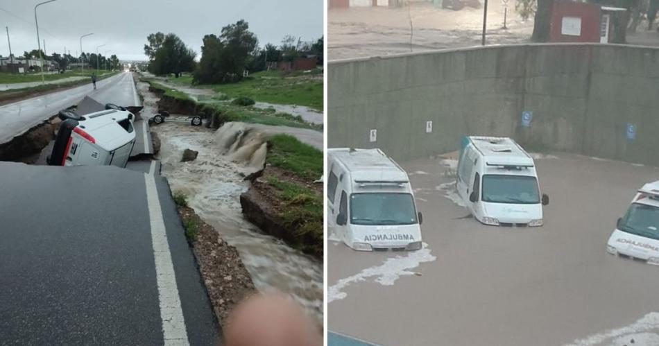 Video- la desesperacioacuten de una mujer que quedoacute atrapada en medio del temporal en Bahiacutea Blanca