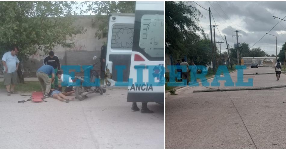 Una mujer resultó herida tras caerle un poste