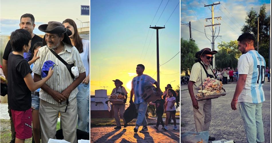 El Batallón del amor santiagueño ayudó a un abuelo de 80 años que vende praliné en zona sur