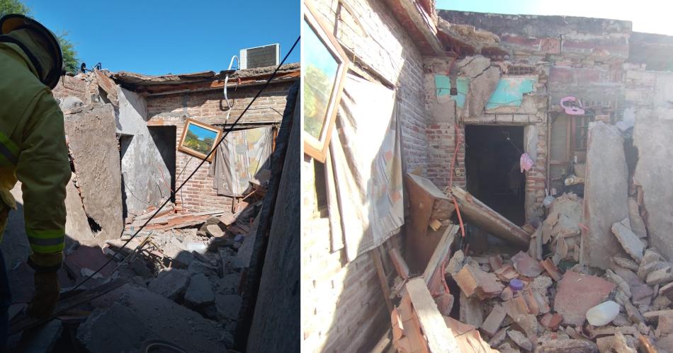 Derrumbe de una vivienda en el barrio Colón- una familia se salvó de milagro