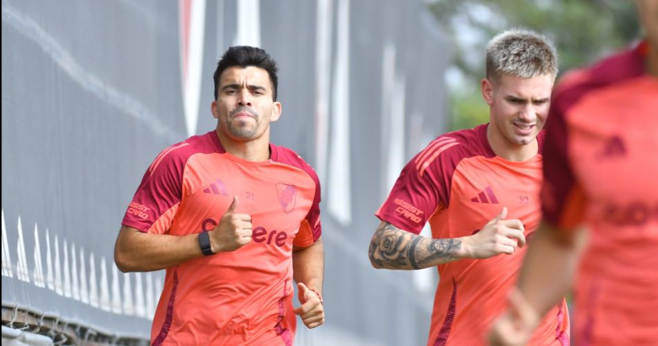 ADENTRO Marcos Acuña (izq) y Franco Mastantuono volver�n a ser titulares en River el domingo ante Talleres