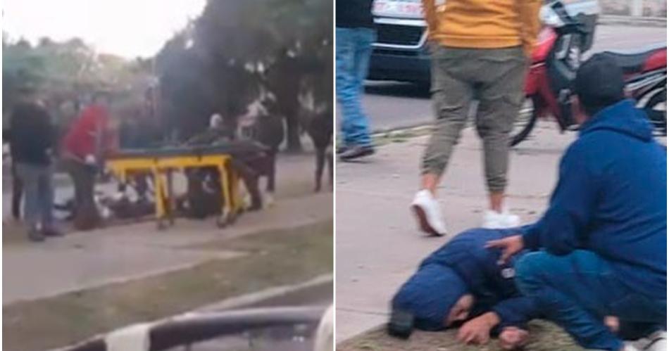 Motociclista protagonizó un fuerte choque en Av Belgrano y terminó sobre la platabanda