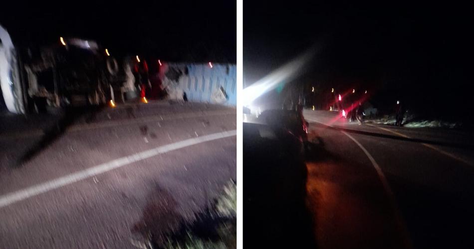 Ruta Nacional 64- por el vuelco de un camioacuten se encuentra parcialmente inhabilitada