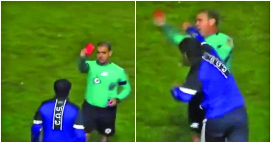 MOMENTO Fernando Ortiz es agredido por Vergara Iban 32 minutos del segundo tiempo y Sarmiento perdía 1-0