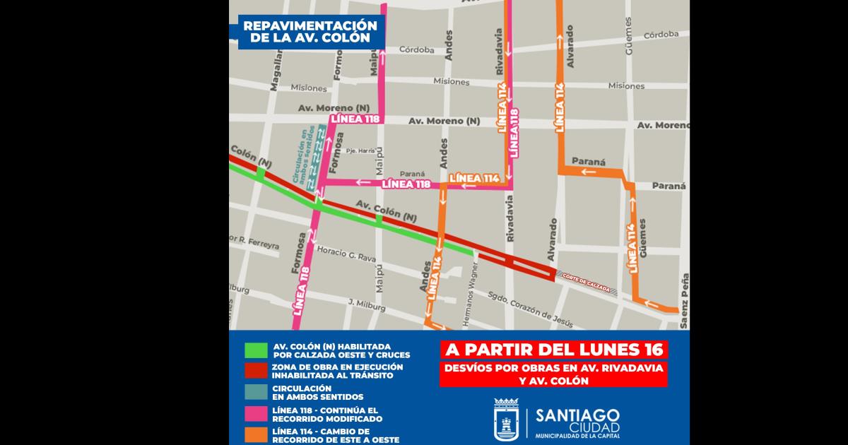 Cómo funcionar el trnsito vehicular a partir del lunes con el corte que habr en la Colón y Rivadavia