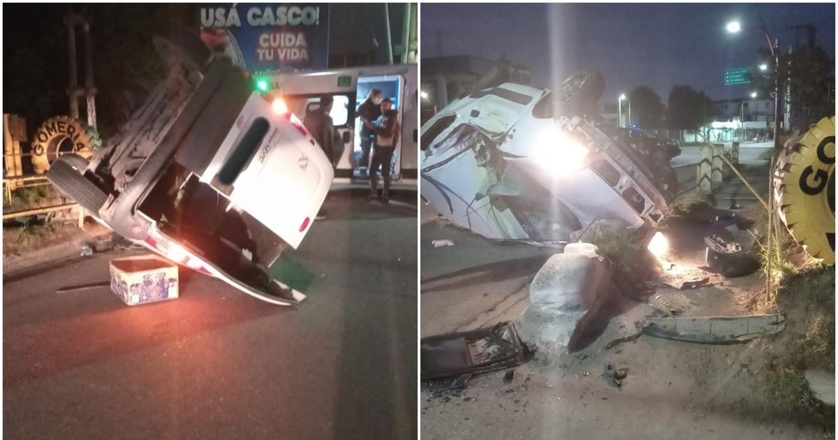 Así quedó la camioneta tras el vuelco