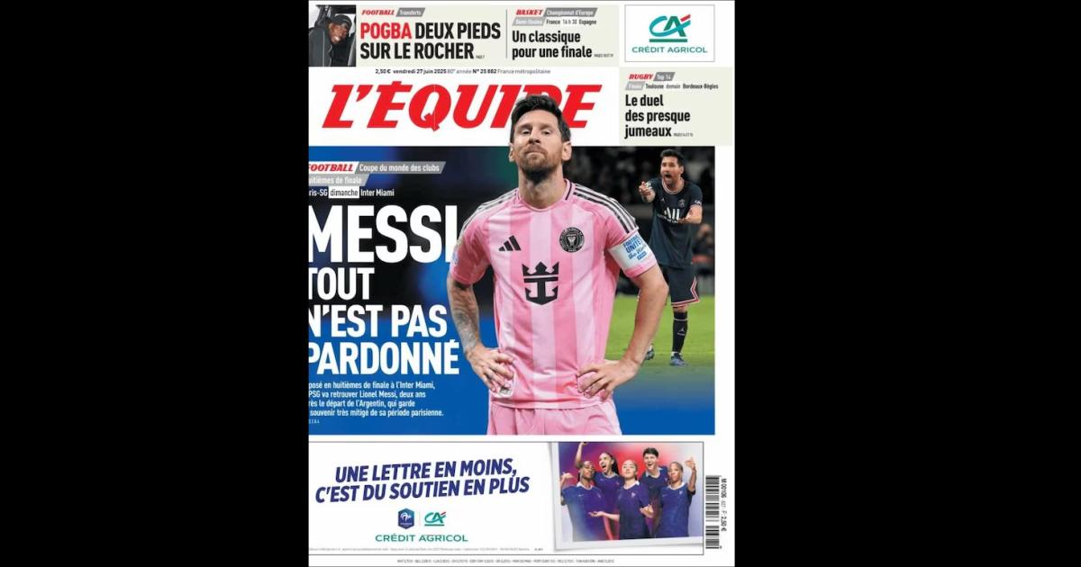 Polémica en Francia- la tapa de LÉquipe apunta a Messi antes del partido con el PSG