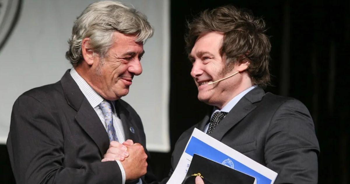 Javier Milei junto a Nicols Pino de la Sociedad Rural Argentina (Foto- Redes)