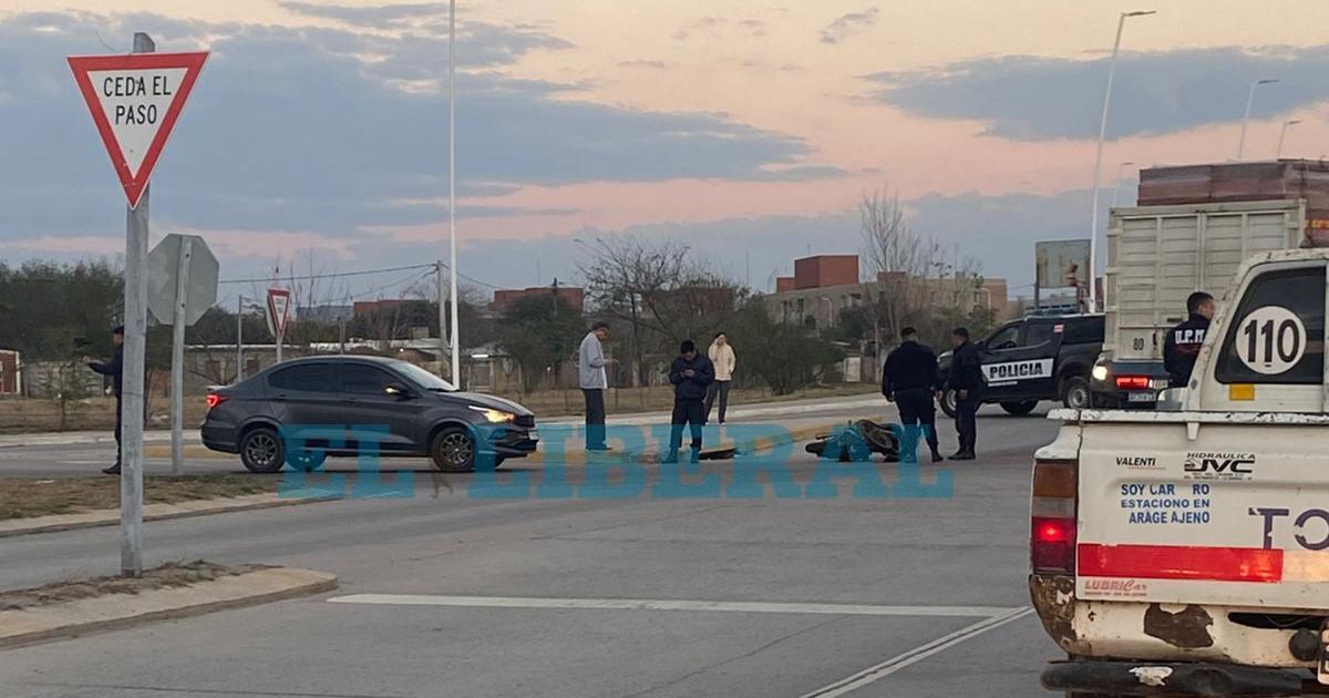 El auto y la moto protagonistas del accidente