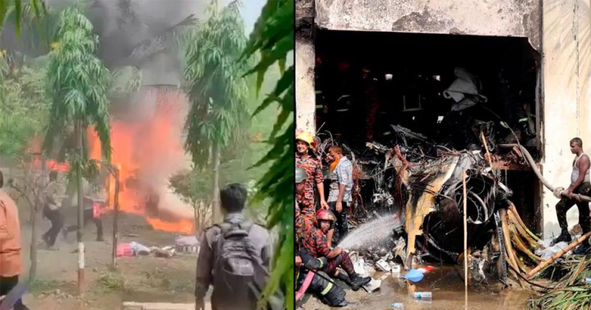 Avión cayó sobre una escuela en Bangladesh