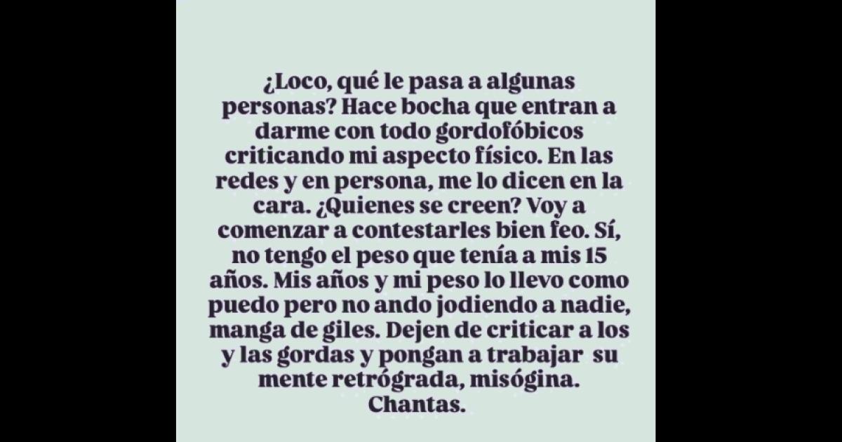 Franco Ramiacuterez alzoacute la voz contra la gordofobia- Mis antildeos y mi peso los llevo como puedo pero no ando jodiendo a nadie