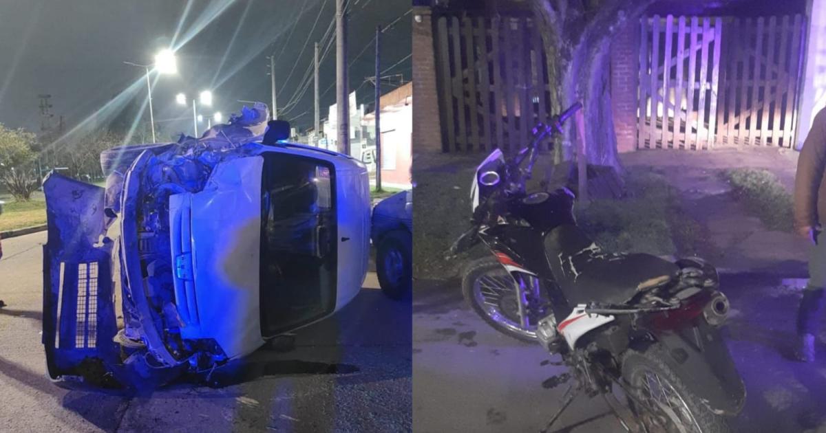 Manejaba borracho chocó y volcó su pap llegó en moto sin casco y también fue infraccionado