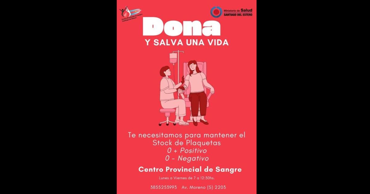 Llaman a la solidaridad de los vecinos a realizar su donación de sangre
