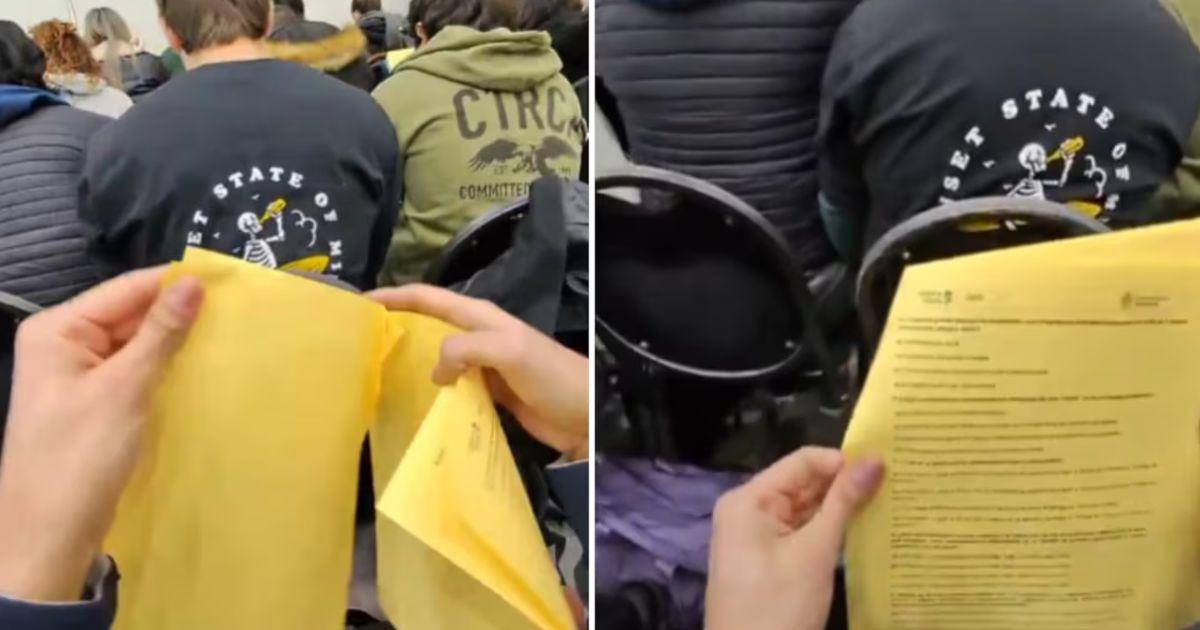 El alumno fue visto con anteojos especiales cuando rendia