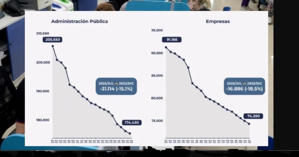 El empleo pblico volvió a caer en julio y acumuló una sangría de 53345 puestos en la era Milei
