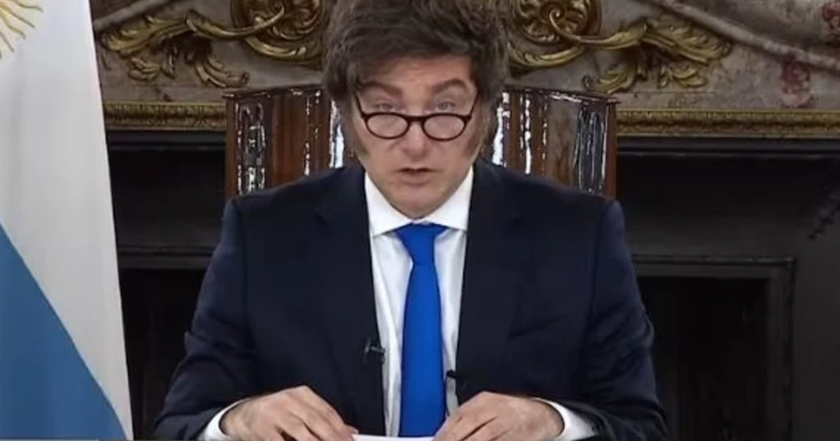 Javier Milei en cadena nacional (Foto- NA)