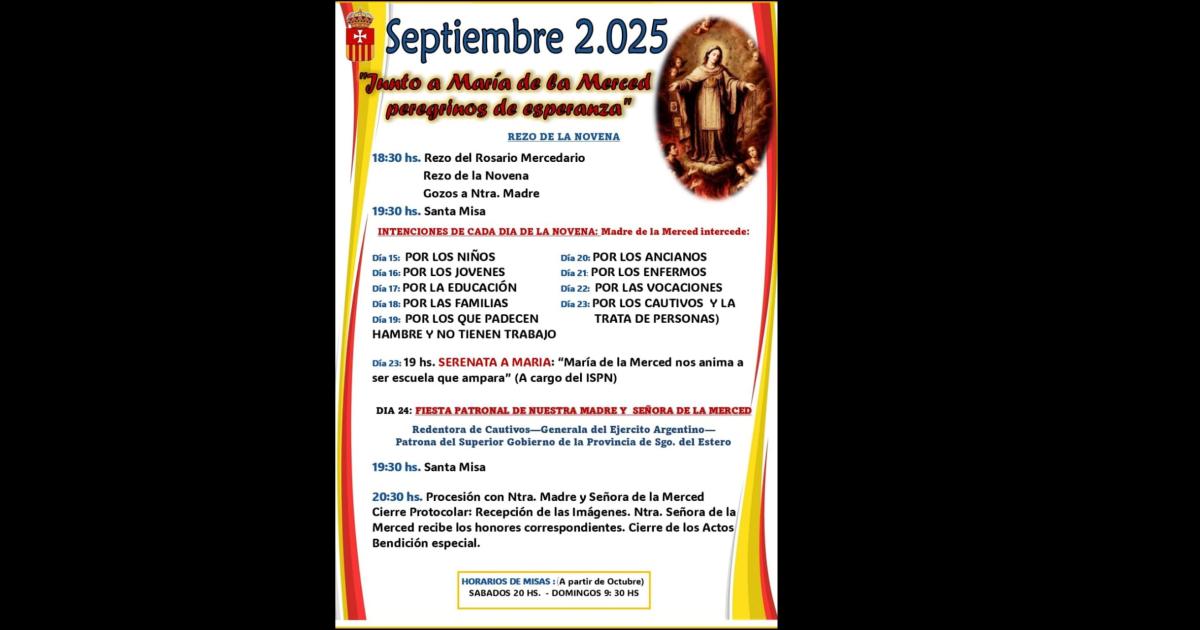 Septiembre de fe en Santiago- Novena y Fiesta Patronal en la Parroquia La Merced