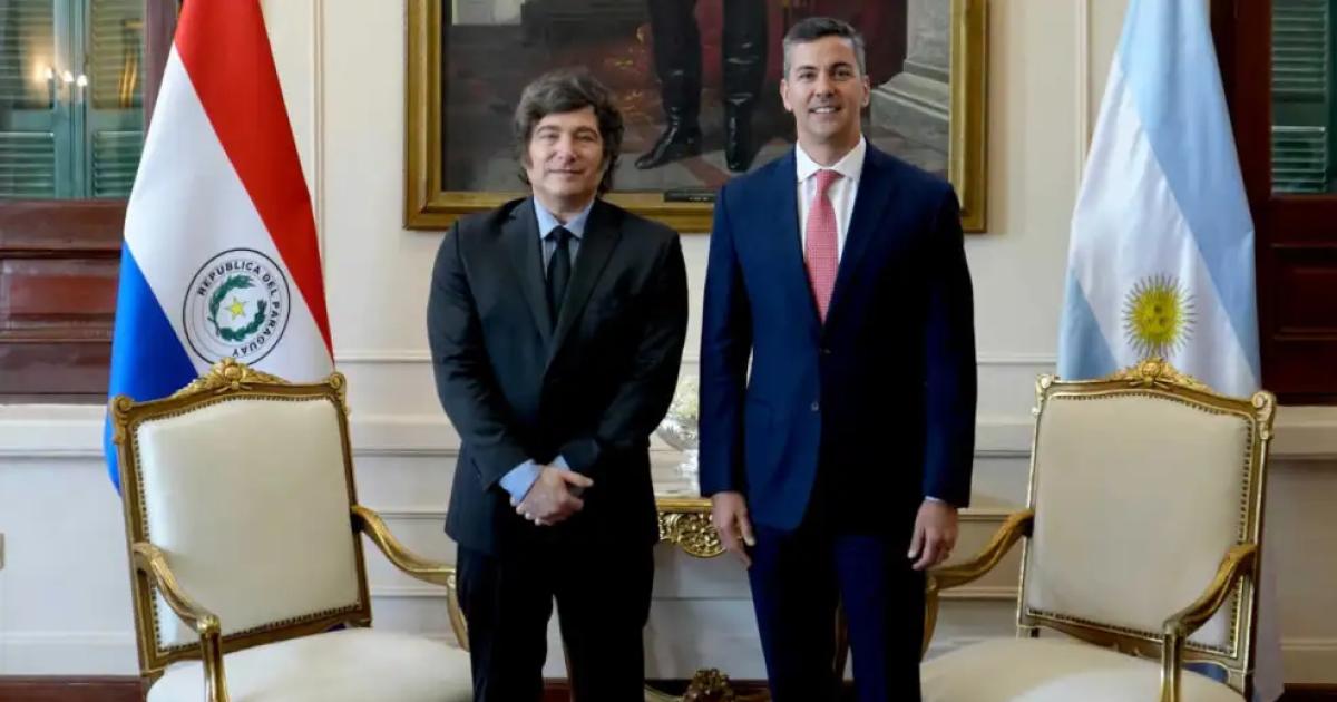 Javier Milei en Paraguay en su visita a Santiago Peña  Presidencia