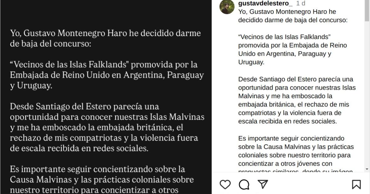 Santiaguentildeo renuncioacute a concurso de Inglaterra sobre Malvinas