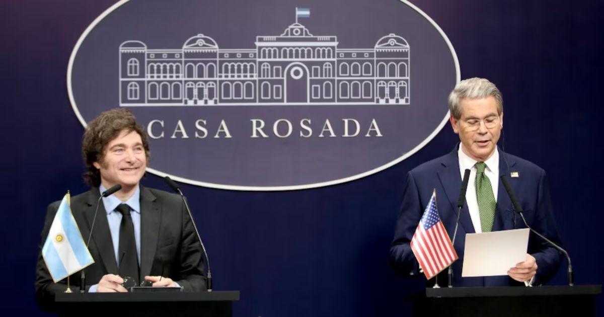 El presidente Milei participó de una reunión con el Secretario del Tesoro