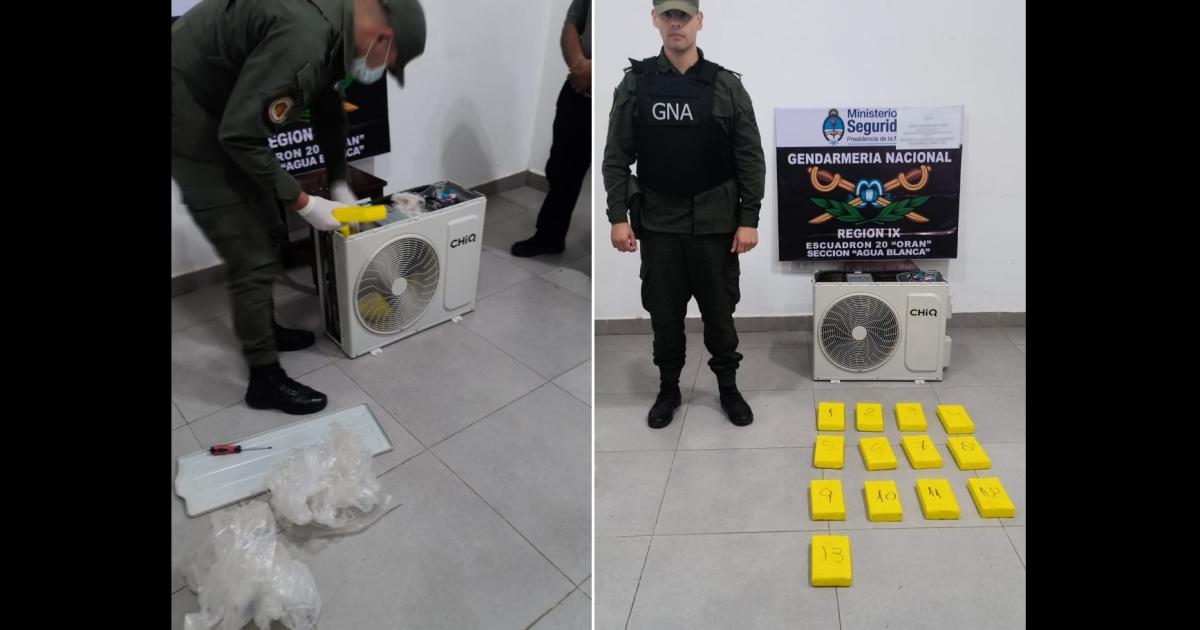 Gendarmeriacutea decomisa maacutes de 12 kilos de cocaiacutena escondida dentro de un aire acondicionado