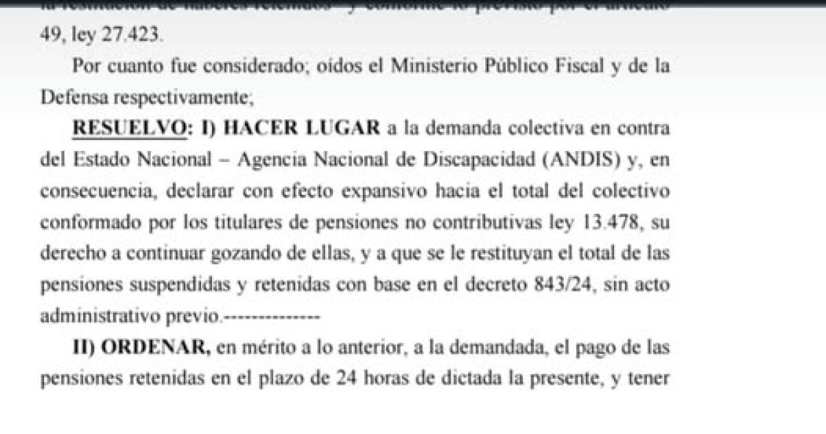 La Justicia Federal resolvioacute la cuestioacuten de fondo y Andis debe restituir pensiones de discapacidad en todo el paiacutes
