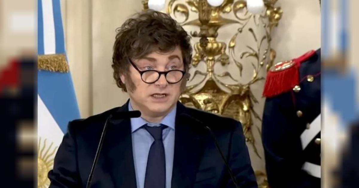 Javier Milei durante un discurso en Casa de Gobierno Foto- Agencia NA