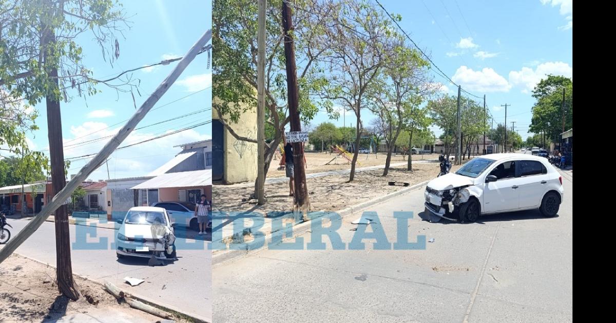 Chofer se durmió al volante e impactó contra un poste del tendido eléctrico en el barrio Borges
